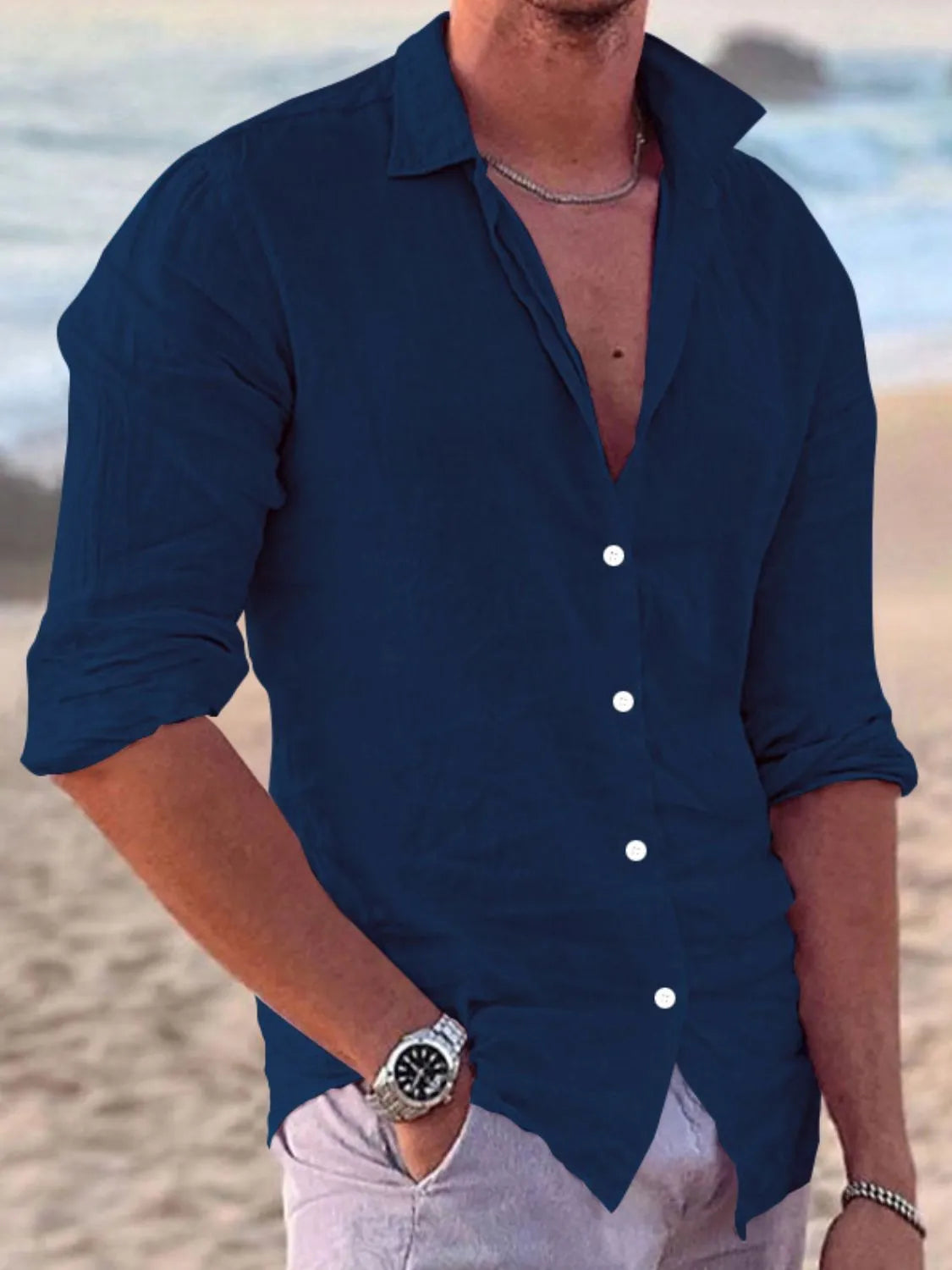 Men's Full Size Button Up Long Sleeve Shirt Plus Size - Tigbul's Variety Fashion Shop