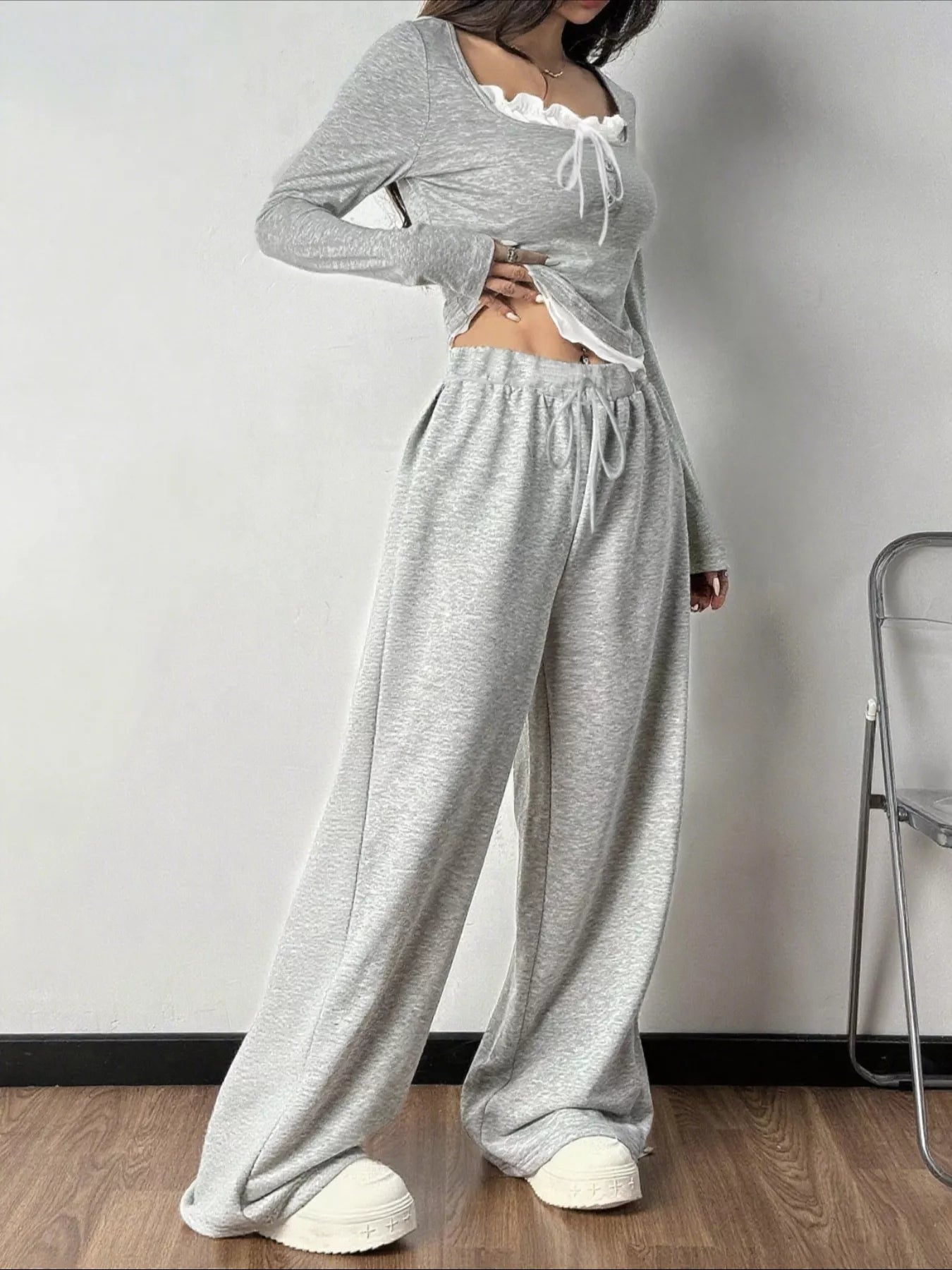 Tied Long Sleeve Top and Pants Set - Tigbul's Variety Fashion Shop
