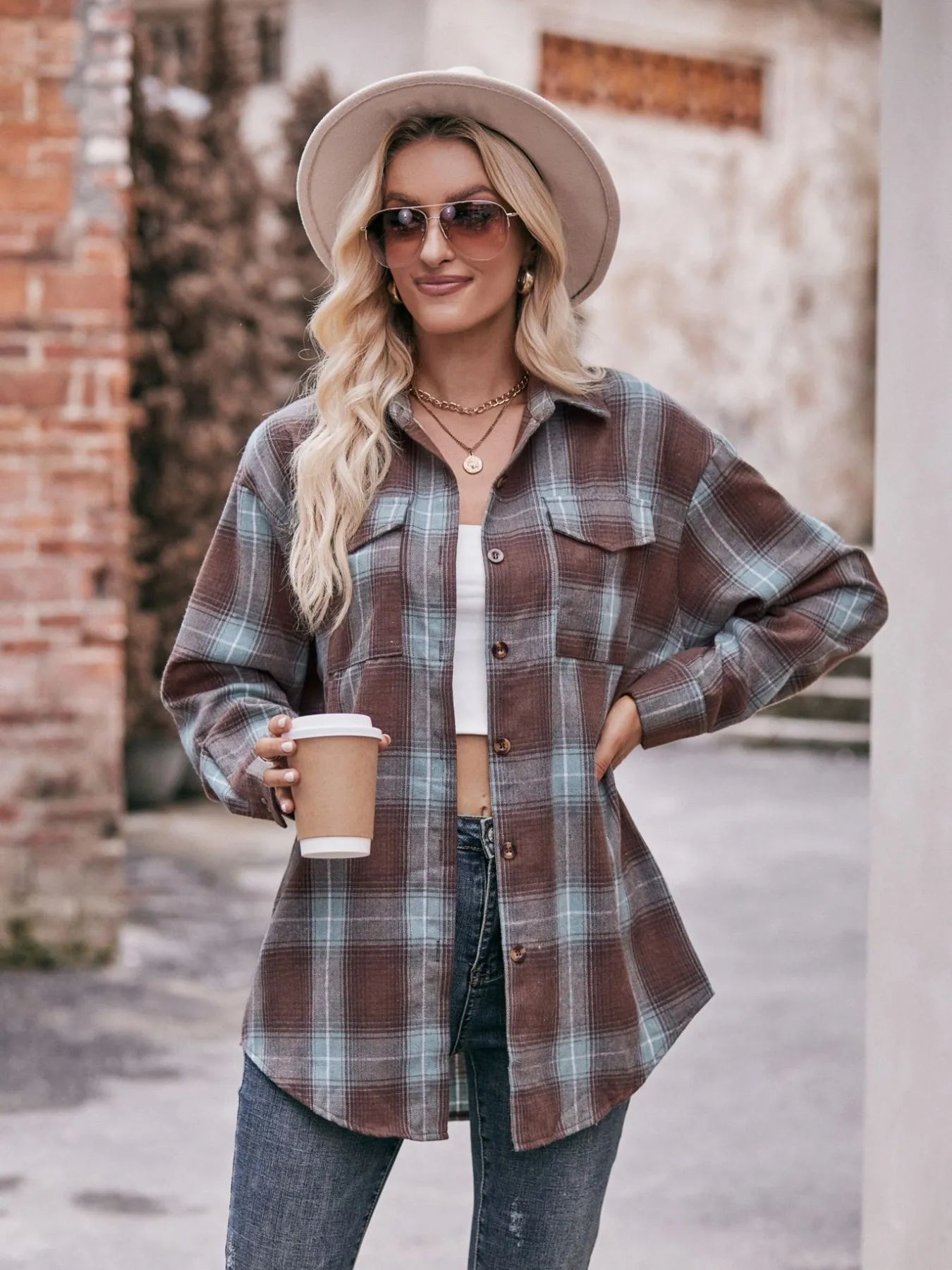 Plaid Button-Down Long Sleeve Shirt - Tigbul's Variety Fashion Shop