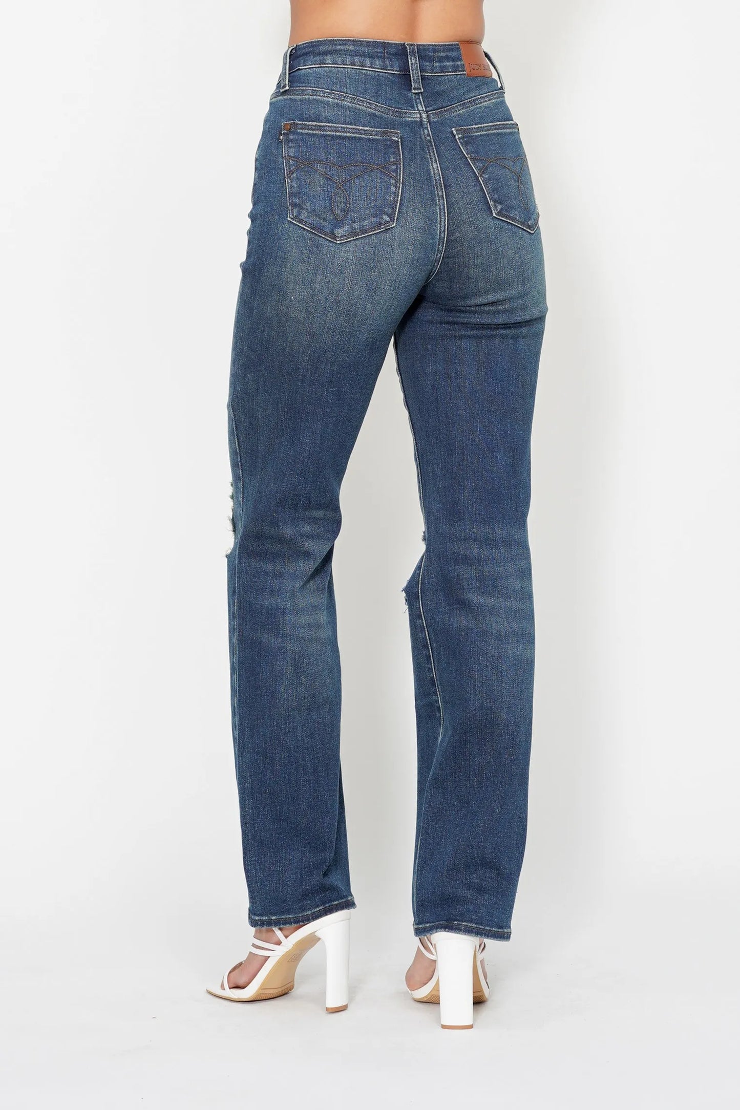 Judy Blue Full Size Hw Ripped Knee Dad Jeans Plus Size - Tigbul's Variety Fashion Shop