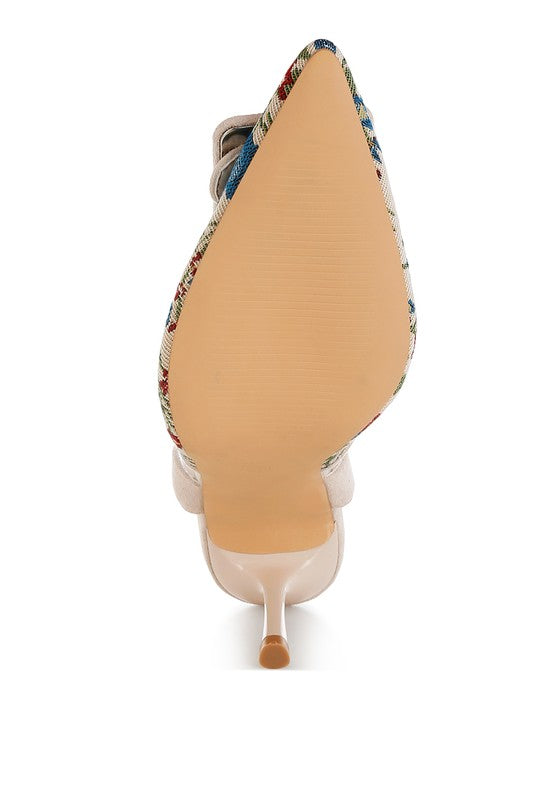 Miraya Embroidered Buckle Detail Stiletto Heels - Tigbul's Variety Fashion Shop