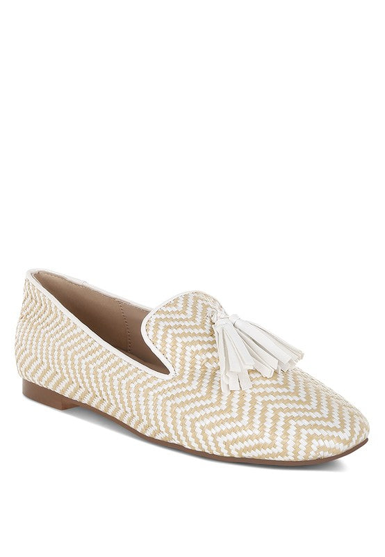 Dara Raffia Tassels Detail Loafers - Tigbul's Variety Fashion Shop