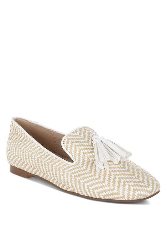 Dara Raffia Tassels Detail Loafers - Tigbul's Variety Fashion Shop