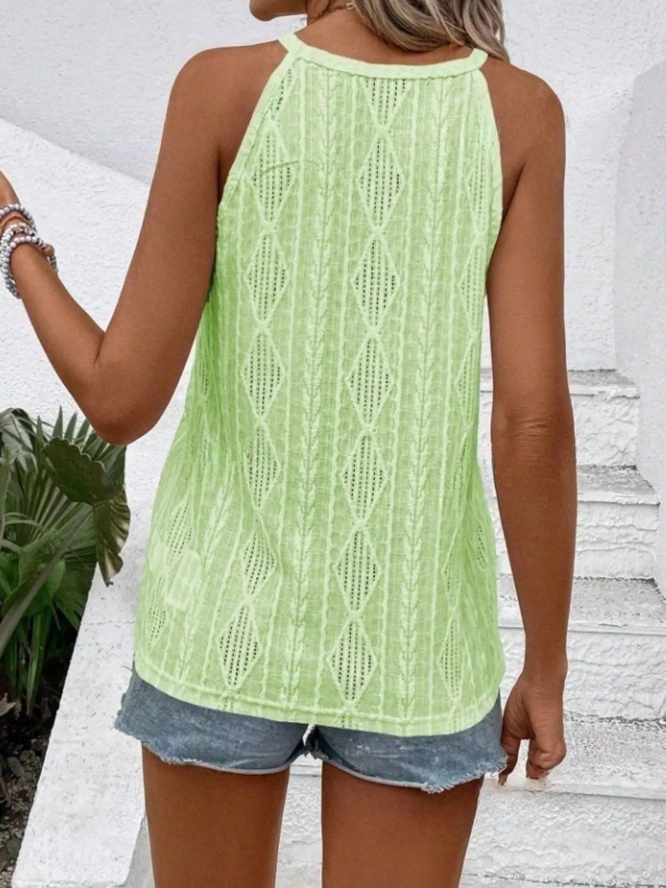 Textured Round Neck Tank - Tigbul's Variety Fashion Shop