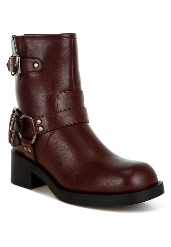 Caribou Harness Detail Biker Boots - Tigbul's Variety Fashion Shop
