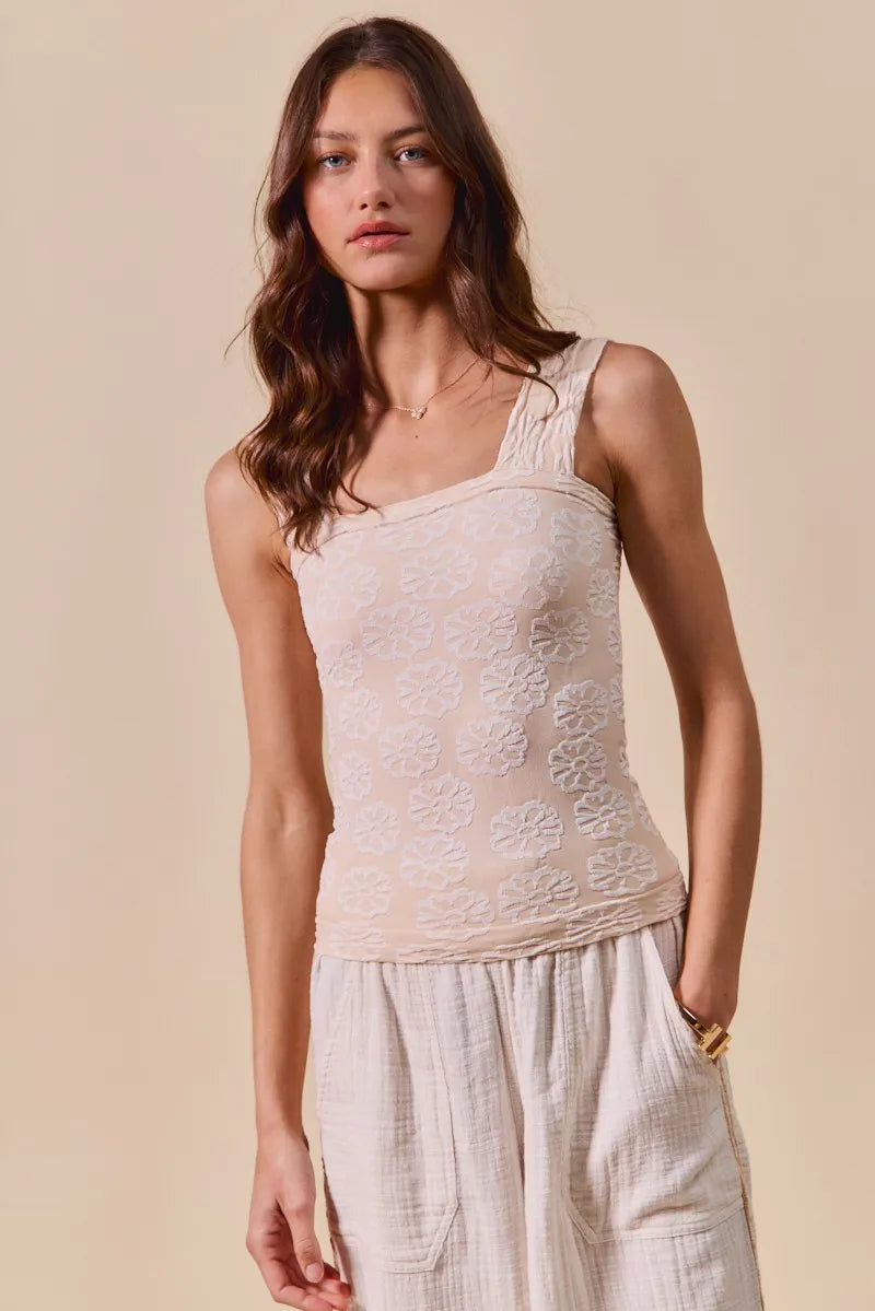 Two Tone Floral Seamless Tank Top - Tigbul's Variety Fashion Shop