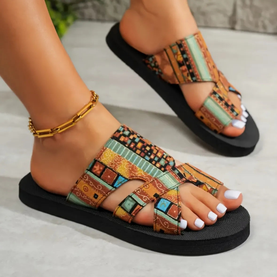 Bohemian Patterned Cutout Sandals - Tigbul's Variety Fashion Shop