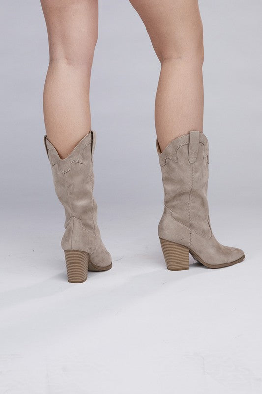Women's Mid-Calf Point Toe Western Boots - Tigbul's Variety Fashion Shop