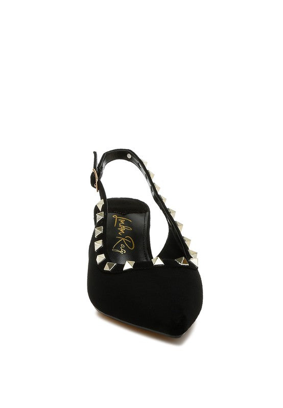 Ameya Stud Emebllished Microfiber Sandals - Tigbul's Variety Fashion Shop