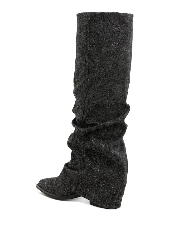 Capella Fold-Over Slouchy Denim Boot - Tigbul's Variety Fashion Shop