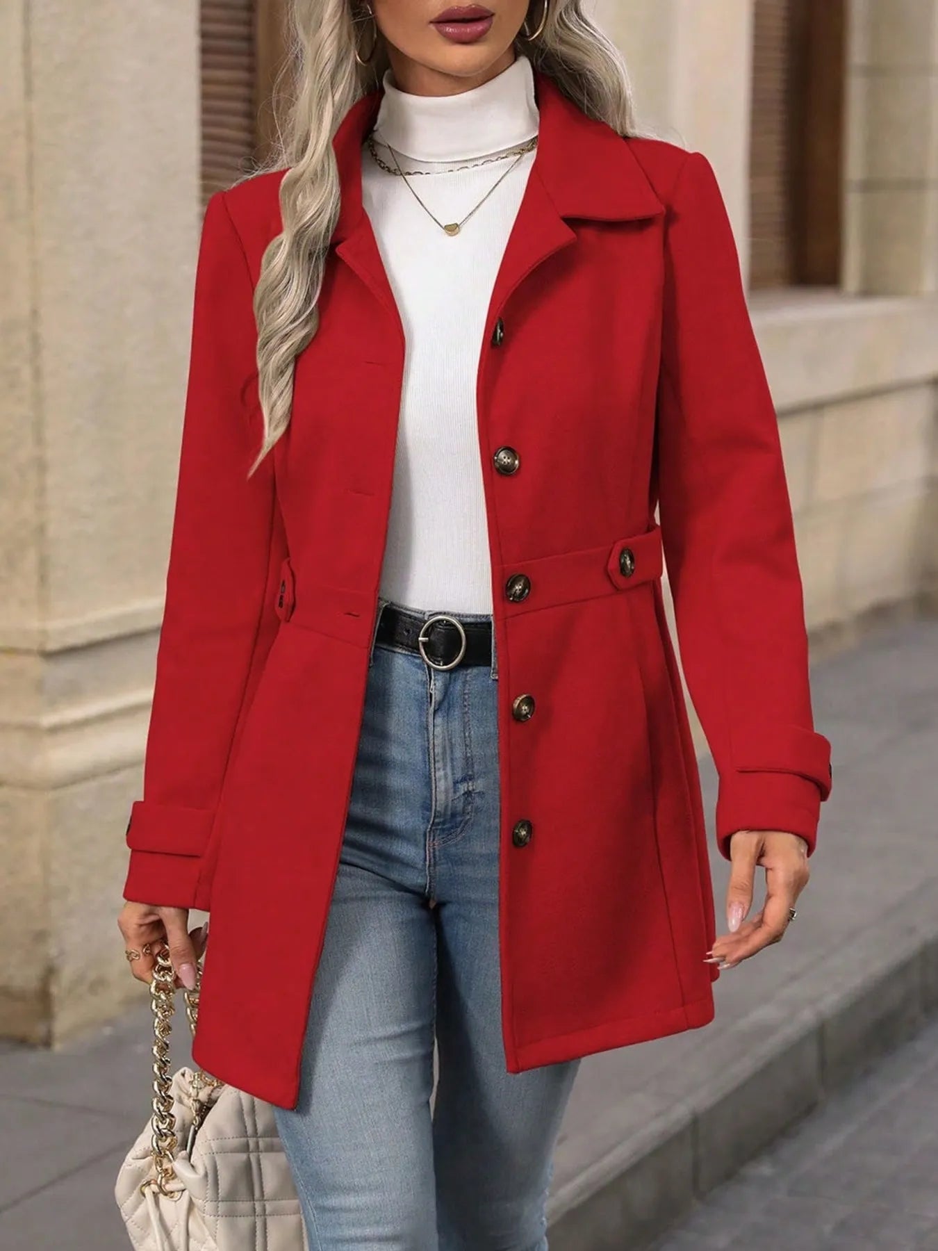 Button Up Long Sleeve Coat - Tigbul's Variety Fashion Shop