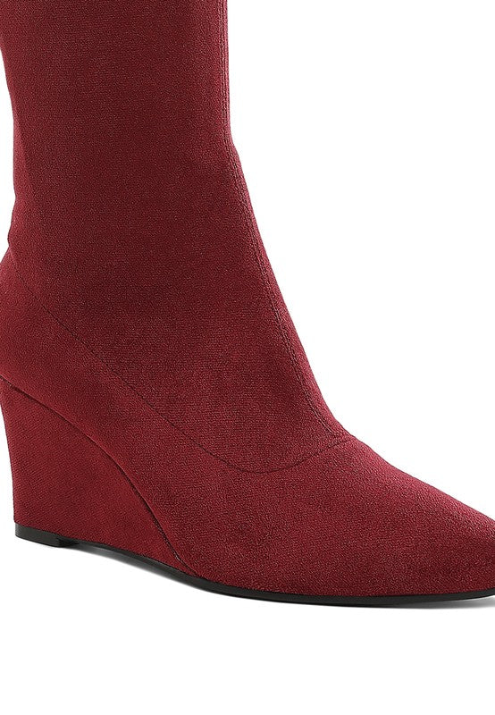 Tulsha Microfiber Wedge Heel Boots - Tigbul's Variety Fashion Shop