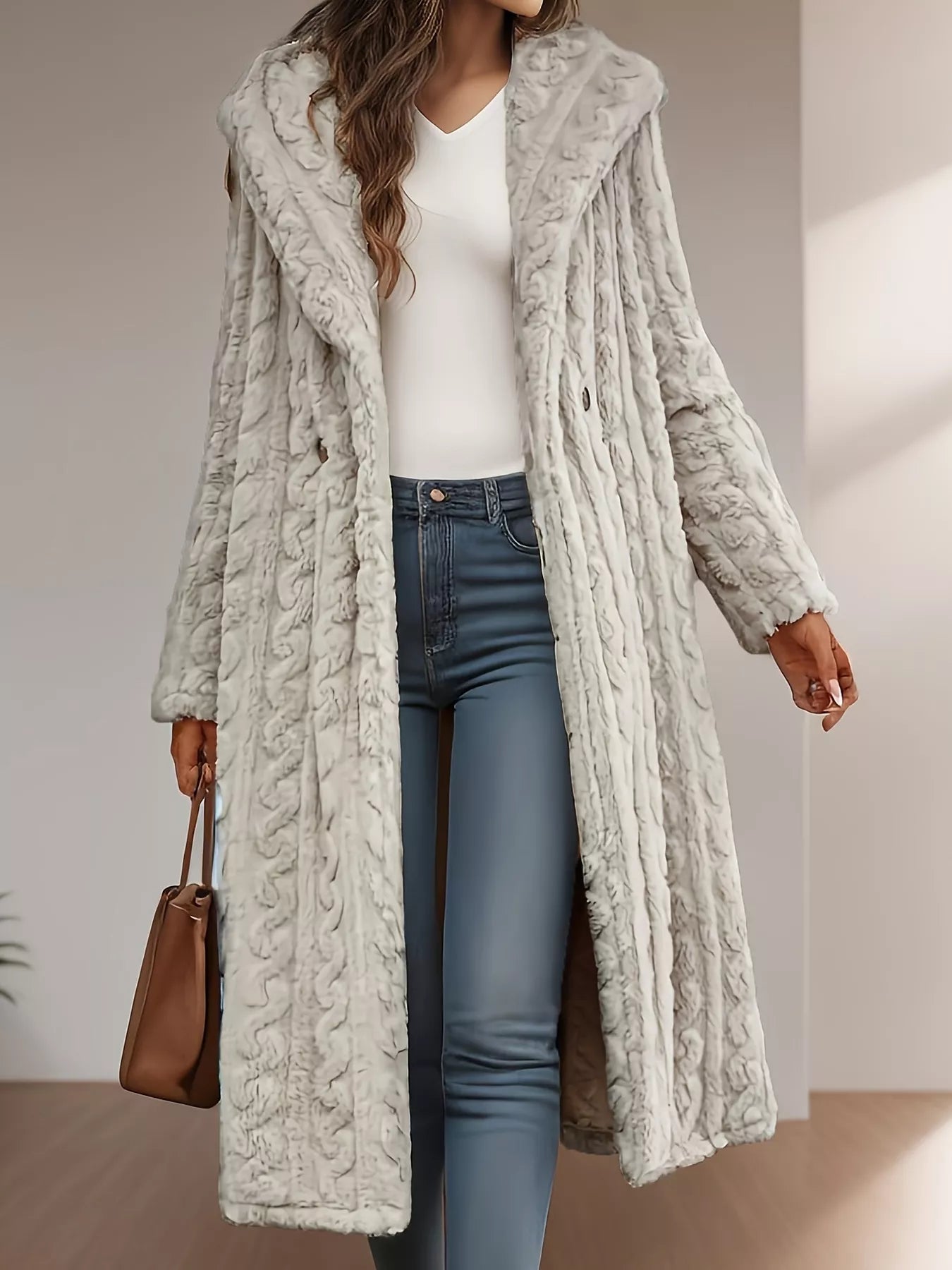 Sherpa Longline Hooded Coat - Tigbul's Variety Fashion Shop