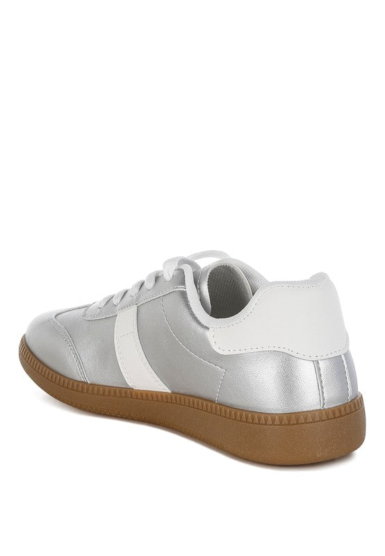 Crossover Lace-Up Metallic Sneaker - Tigbul's Variety Fashion Shop