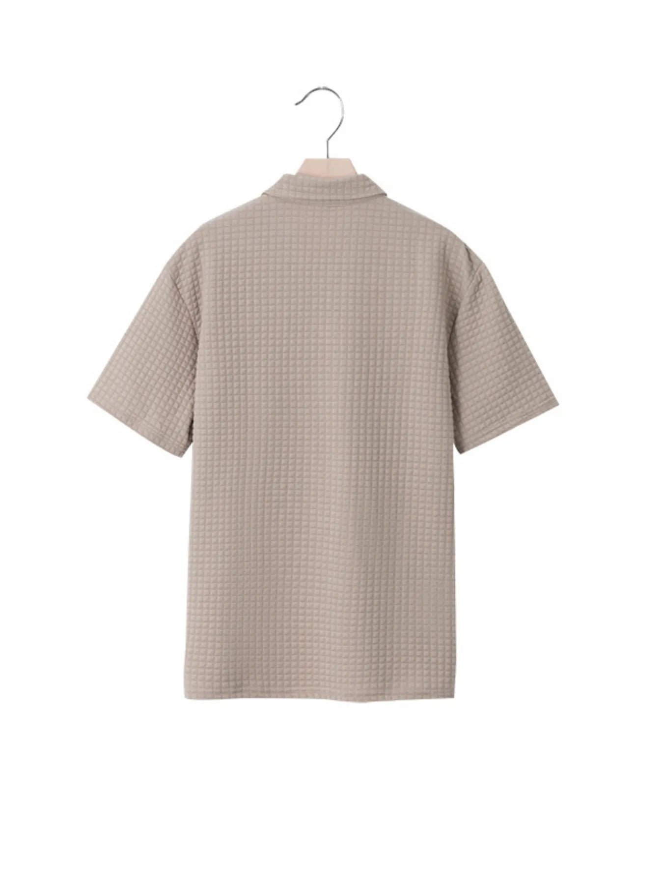 Men's Full Size Waffle Short Sleeve Polo with Zipper Detail Plus Size - Tigbul's Variety Fashion Shop
