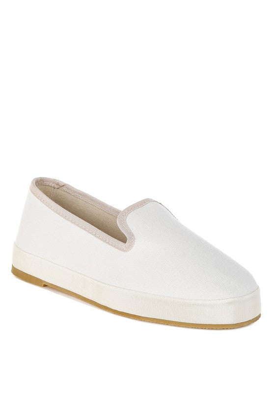 Moshka Round Toe Canvas Slip-On Loafers - Tigbul's Variety Fashion Shop