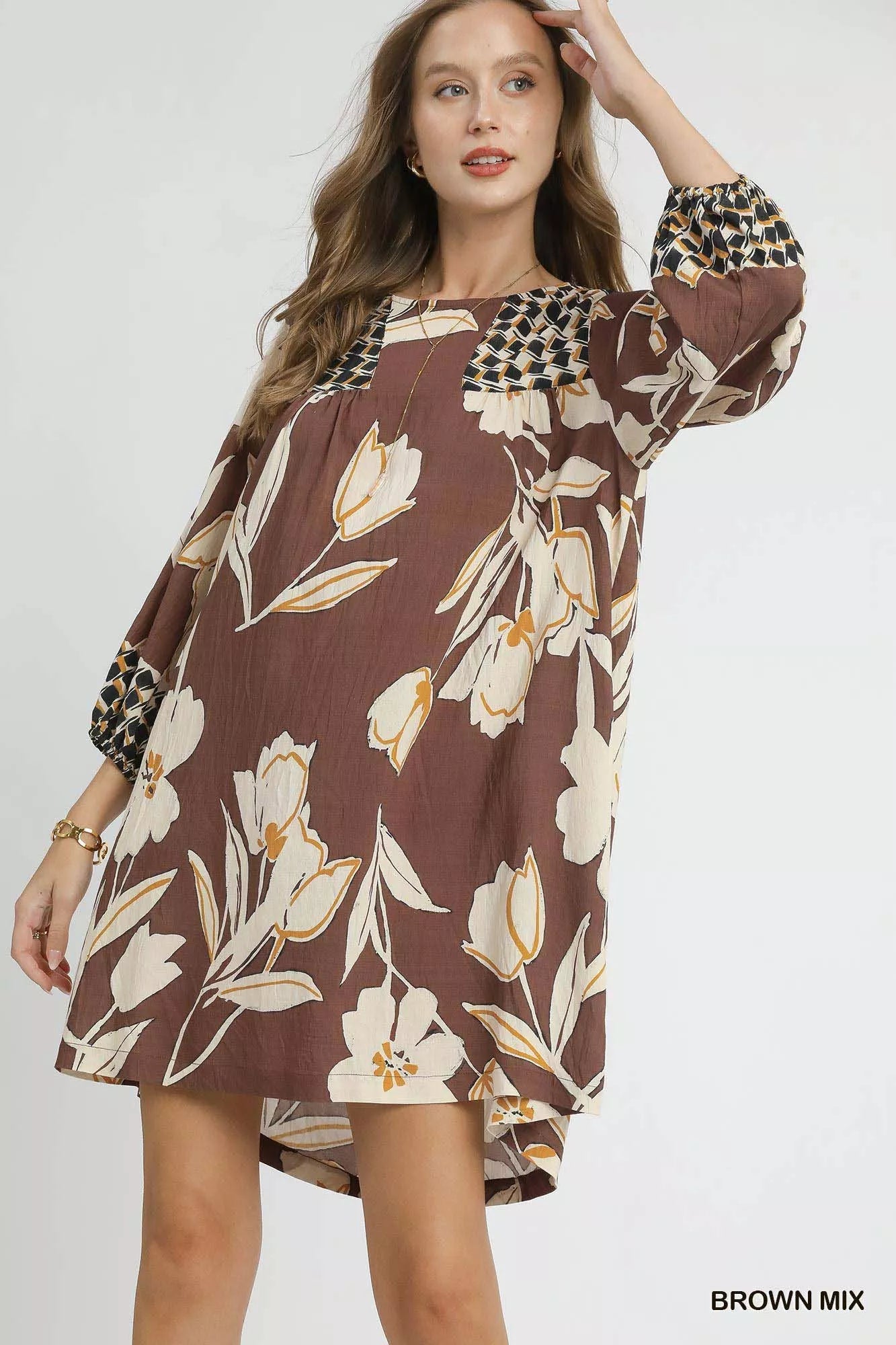 Umgee Floral High-Low Babydoll Dress - Tigbul's Variety Fashion Shop