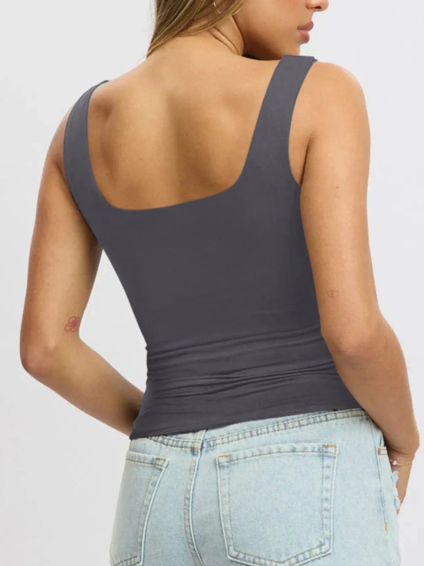 Square Neck Wide Strap Tank - Tigbul's Variety Fashion Shop