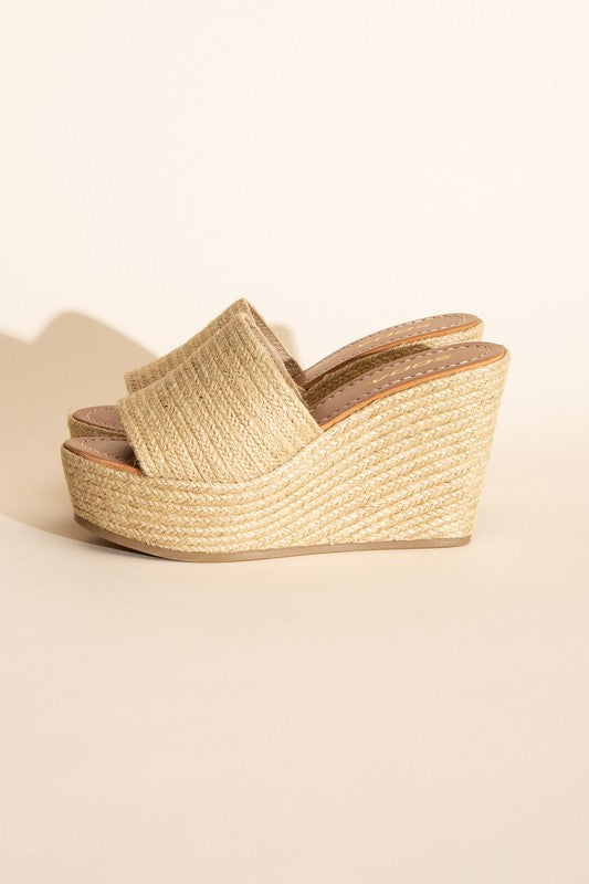 Tan Wedge High Platform Sandals - Tigbul's Variety Fashion Shop