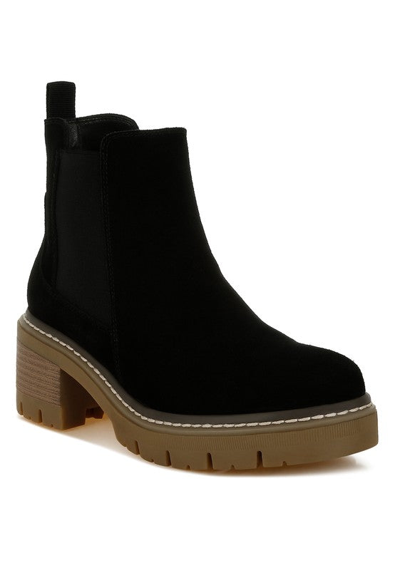 Vostok Suede Chunky Chelsea Boots - Tigbul's Variety Fashion Shop