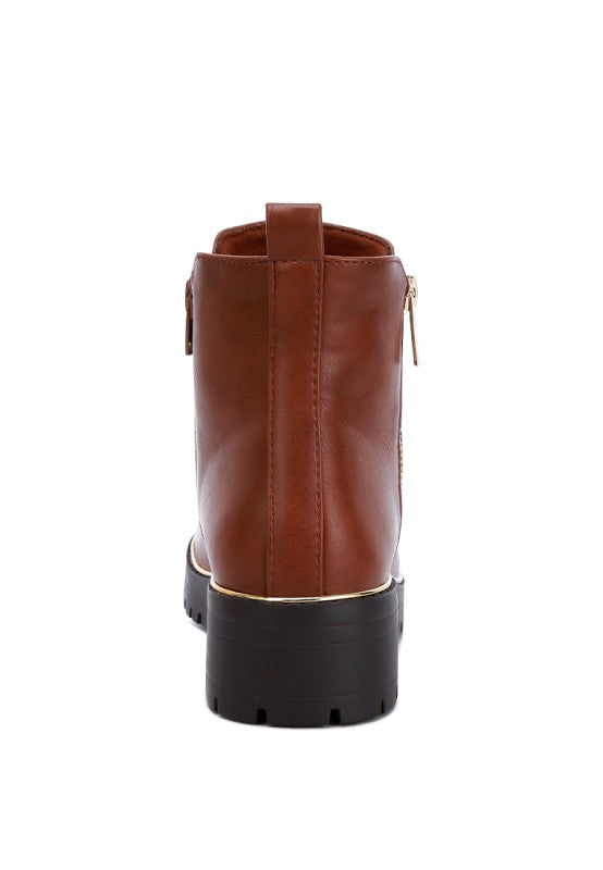 Thorin Metallic Frame Block Heel Boots - Tigbul's Variety Fashion Shop