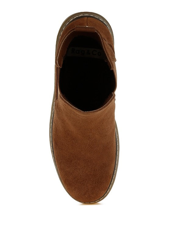 Vostok Suede Chunky Chelsea Boots - Tigbul's Variety Fashion Shop