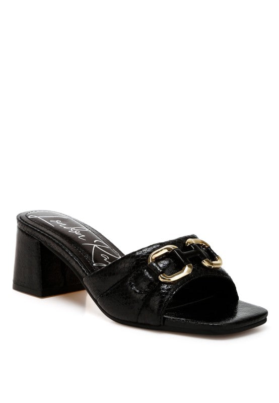 Bellamy Horsebit Detail Snake Print Sandals - Tigbul's Variety Fashion Shop