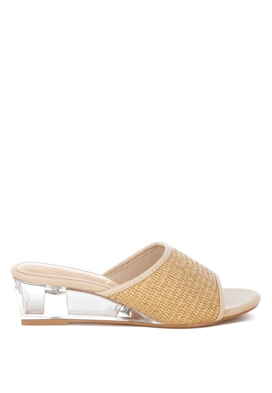 Osminda Raffia Clear Heel Wedge Sandals - Tigbul's Variety Fashion Shop