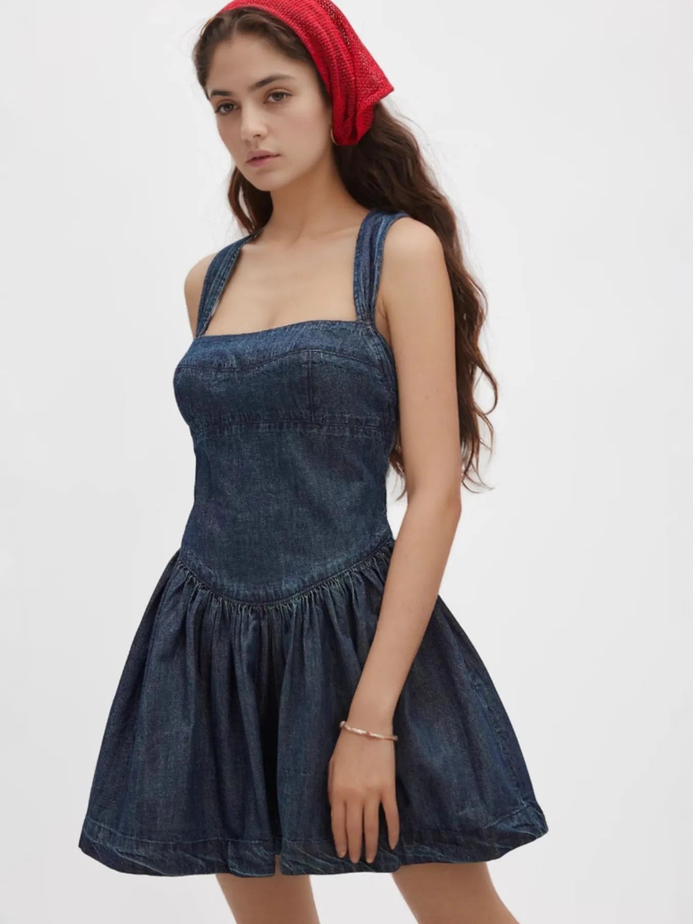Smocked Crisscross Back Denim Mini Dress - Tigbul's Variety Fashion Shop