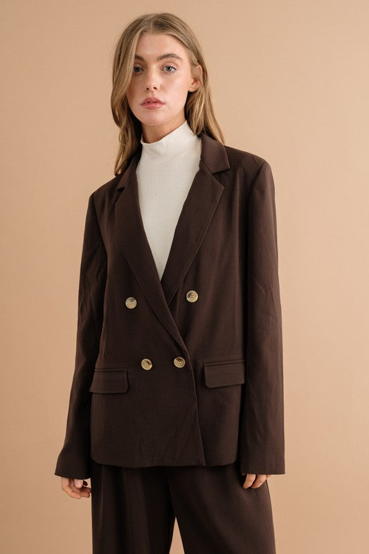 DOUBLE BUTTON BLAZER JACKET - Tigbul's Variety Fashion Shop