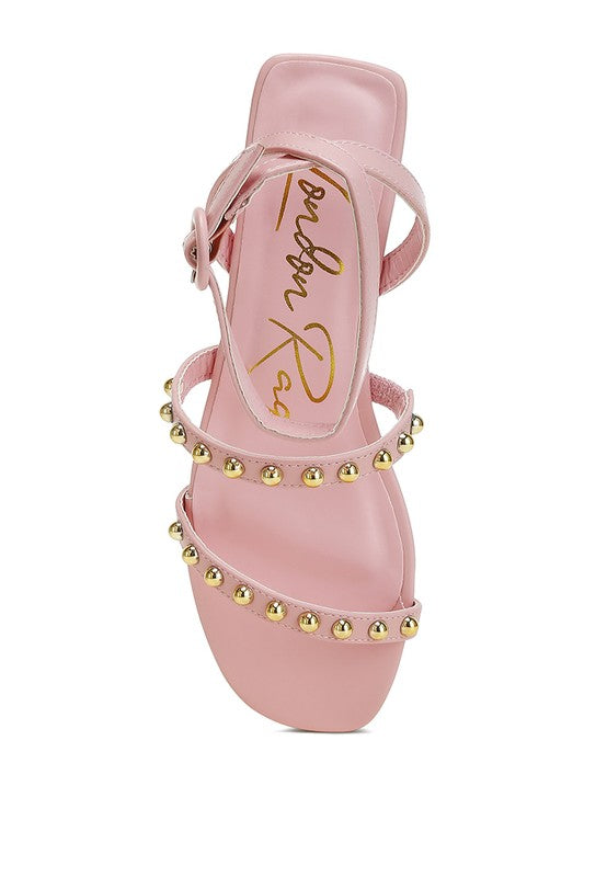 Flippity Studded Ankle Strap Flat Sandals - Tigbul's Variety Fashion Shop