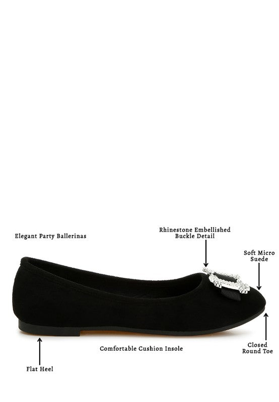 Prajik Rhinestone Buckle Detail Ballerinas - Tigbul's Variety Fashion Shop