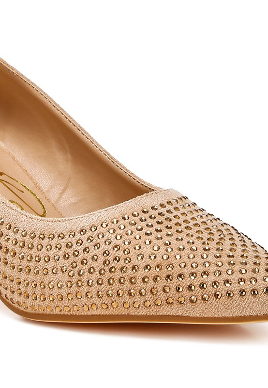 Caspia Rhinestones Embellished Pumps - Tigbul's Variety Fashion Shop