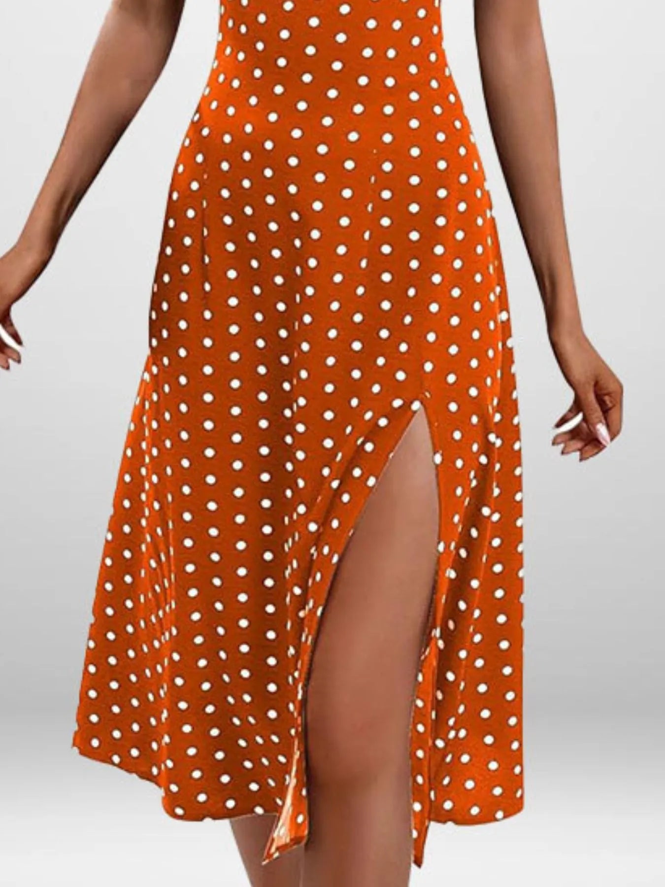 Full Size Slit Printed Cami Midi Dress Plus Size - Tigbul's Variety Fashion Shop