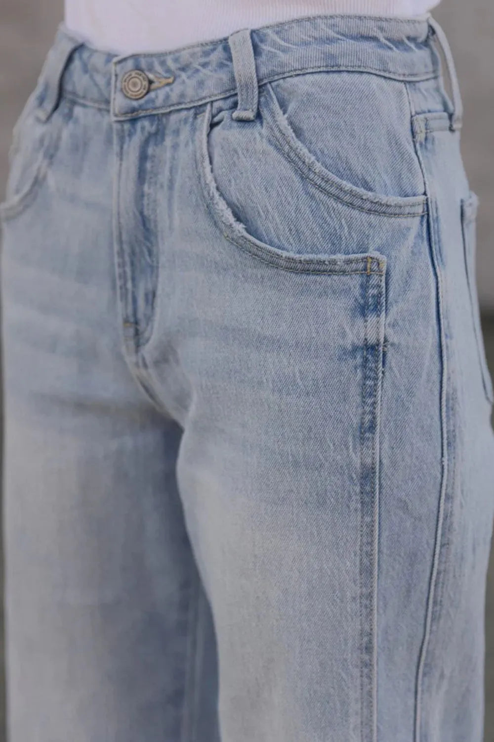 Wide Leg Cuff Jeans - Tigbul's Variety Fashion Shop