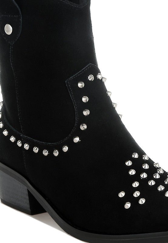Hira Studs Embellished Cowboy Boots - Tigbul's Variety Fashion Shop