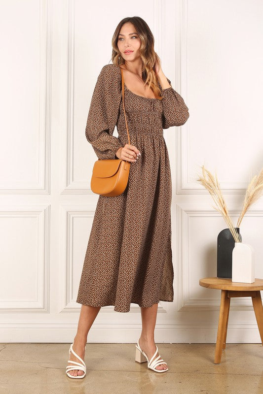 Square neck vintage puff dress - Tigbul's Variety Fashion Shop