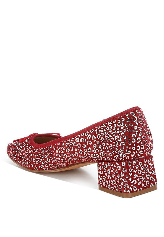 Ningen Leopard Print Block Heel Ballerinas - Tigbul's Variety Fashion Shop