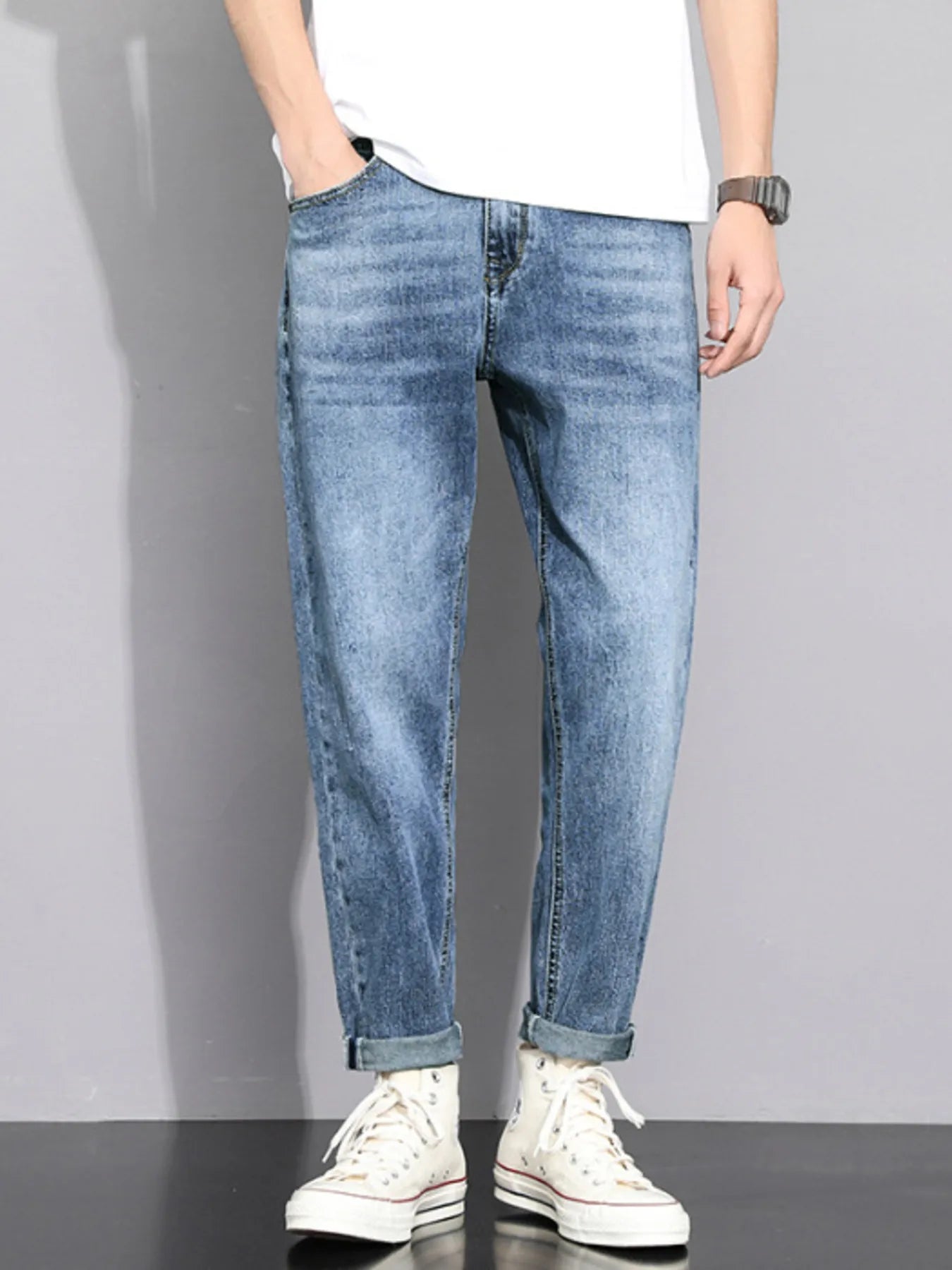 Men's Washed Straight Leg Jeans - Tigbul's Variety Fashion Shop