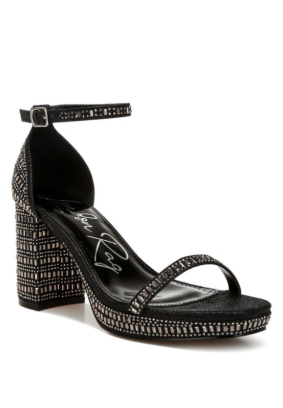 Ronan Rhinestones Embellished Block Sandals - Tigbul's Variety Fashion Shop
