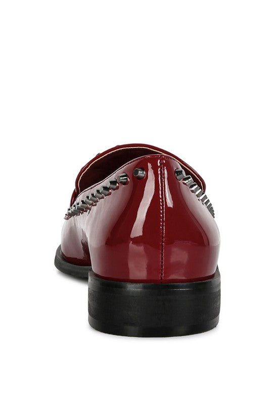 EMILIA Black Shine Forever Stud Penny Loafers - Tigbul's Variety Fashion Shop