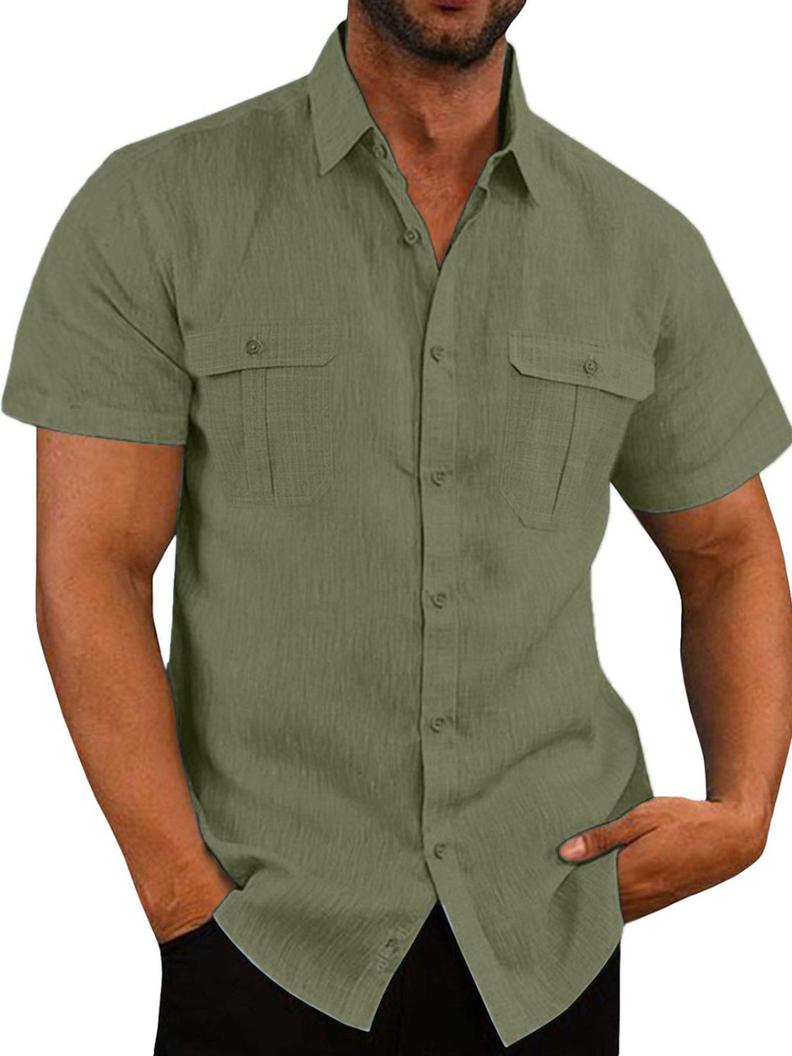 Men's Plus Size Collared Neck Short Sleeve Shirt - Tigbul's Variety Fashion Shop