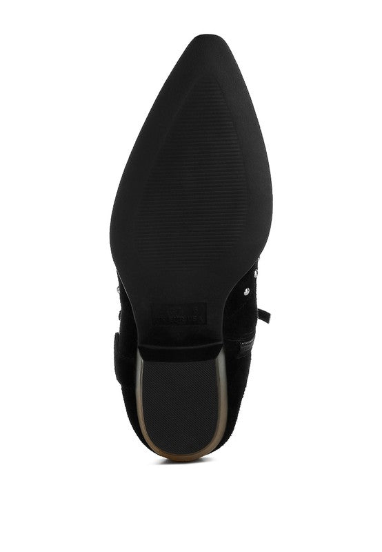 Rodeo Studded Suede Ankle Boots - Tigbul's Variety Fashion Shop