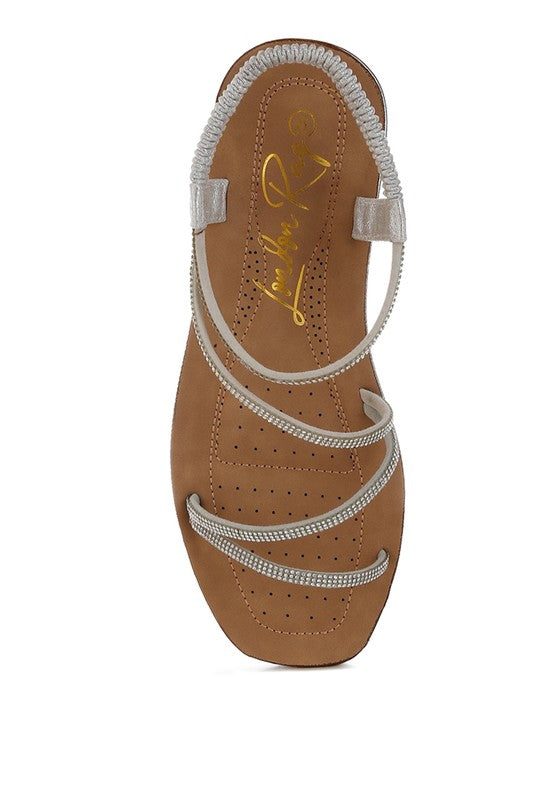 Ridayne Rhinestones Embellished Strappy Flats - Tigbul's Variety Fashion Shop