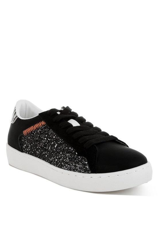 Cosmolight Glitter Faux Leather Sneakers - Tigbul's Variety Fashion Shop