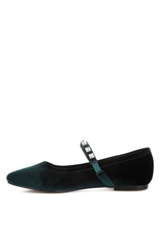 Aralia Velvet Mary Jane Ballerinas - Tigbul's Variety Fashion Shop