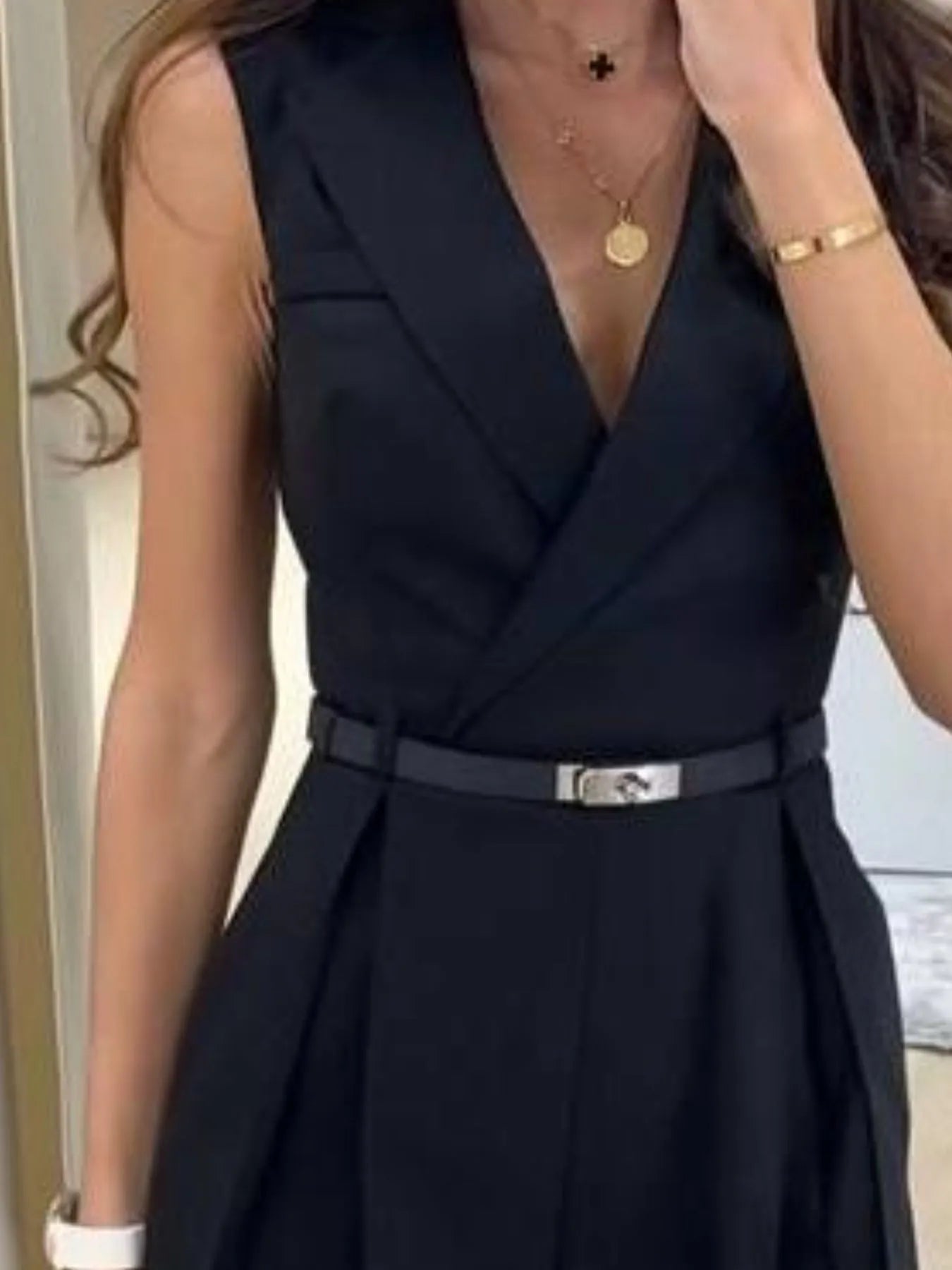 Solid Sleeveless Surplice Romper - Tigbul's Variety Fashion Shop