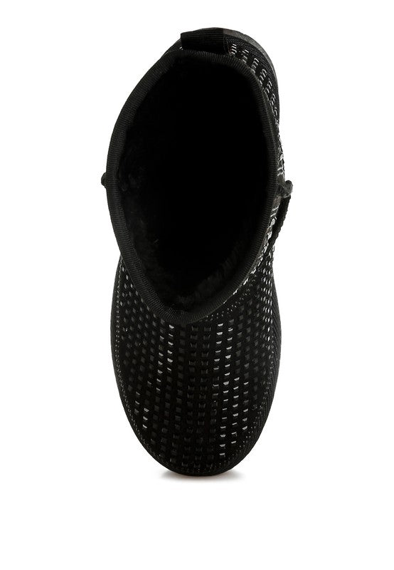 Xoras Chunky Rhinestones Ankle Boots - Tigbul's Variety Fashion Shop