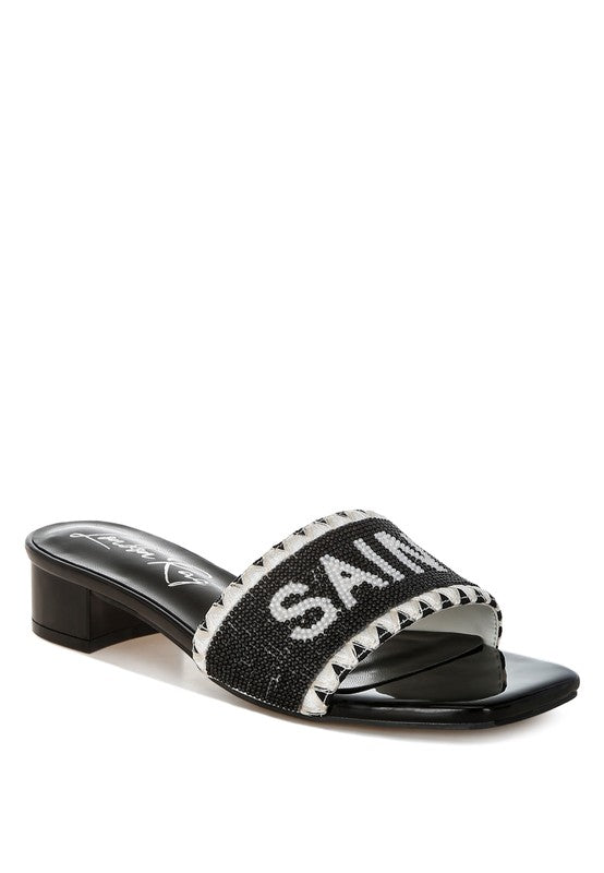 Poshta Saint Tropez Beaded Slip-On Heels - Tigbul's Variety Fashion Shop