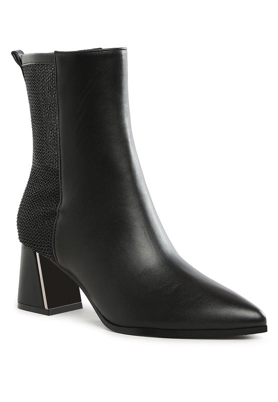 Mimosa Mesh Detail Pointy Ankle Boots - Tigbul's Variety Fashion Shop